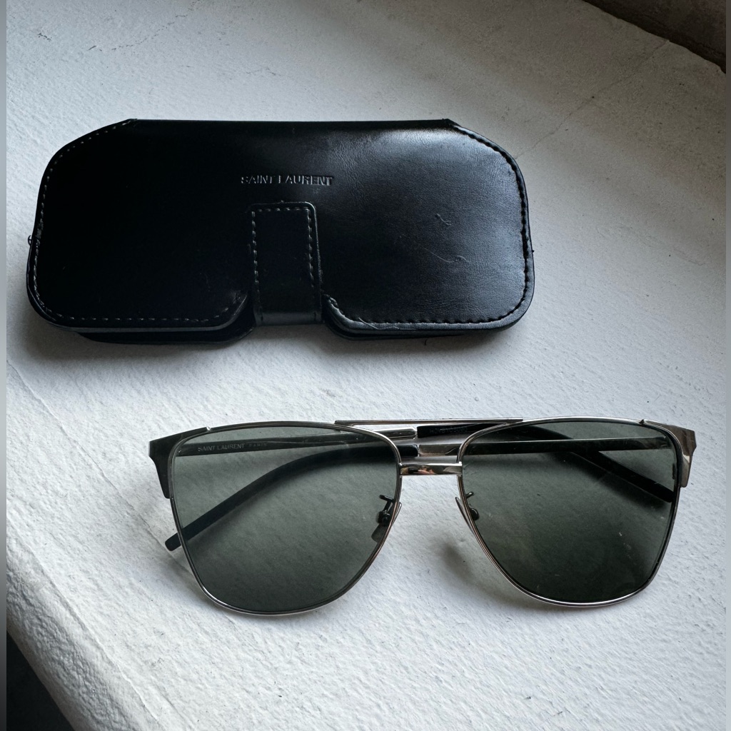 Saint Laurent D Frame Silver Sunglasses